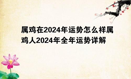 属鸡在2024年运势怎么样属鸡人2024年全年运势详解