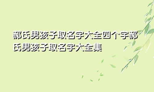 郝氏男孩子取名字大全四个字郝氏男孩子取名字大全集