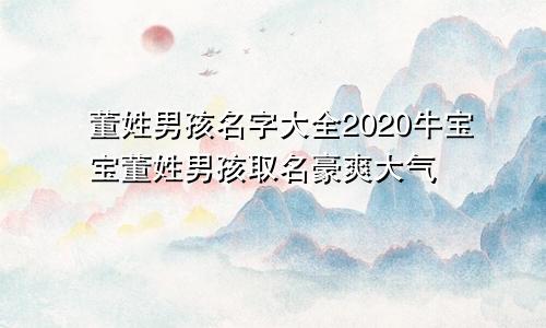 董姓男孩名字大全2020牛宝宝董姓男孩取名豪爽大气