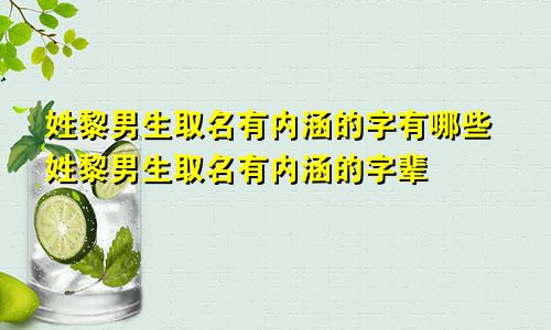 姓黎男生取名有内涵的字有哪些姓黎男生取名有内涵的字辈