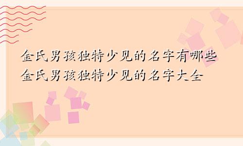 金氏男孩独特少见的名字有哪些金氏男孩独特少见的名字大全