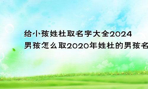 给小孩姓杜取名字大全2024男孩怎么取2020年姓杜的男孩名字