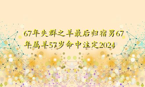 67年失群之羊最后归宿男67年属羊57岁命中注定2024