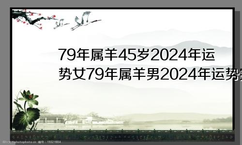 79年属羊45岁2024年运势女79年属羊男2024年运势完整版