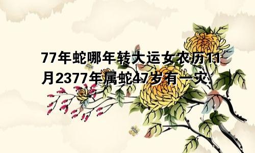 77年蛇哪年转大运女农历11月2377年属蛇47岁有一灾