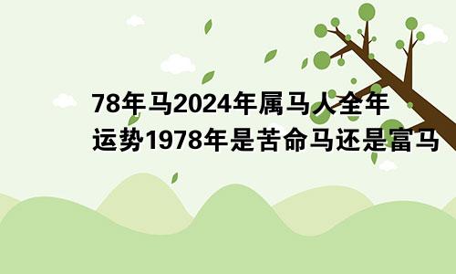 78年马2024年属马人全年运势1978年是苦命马还是富马