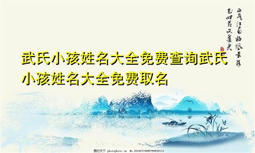 武氏小孩姓名大全免费查询武氏小孩姓名大全免费取名