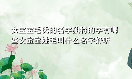 女宝宝毛氏的名字独特的字有哪些女宝宝姓毛叫什么名字好听