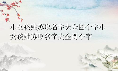 小女孩姓苏取名字大全四个字小女孩姓苏取名字大全两个字