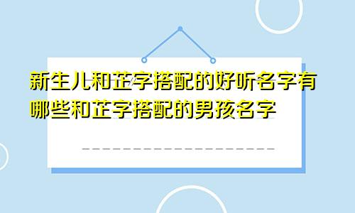 新生儿和芷字搭配的好听名字有哪些和芷字搭配的男孩名字